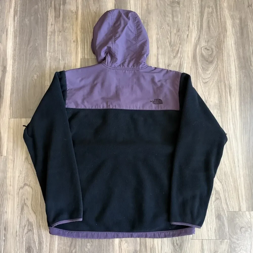 Vintage The North Face Hooded Denali Jacket Men's Size L Purple Black Fleece